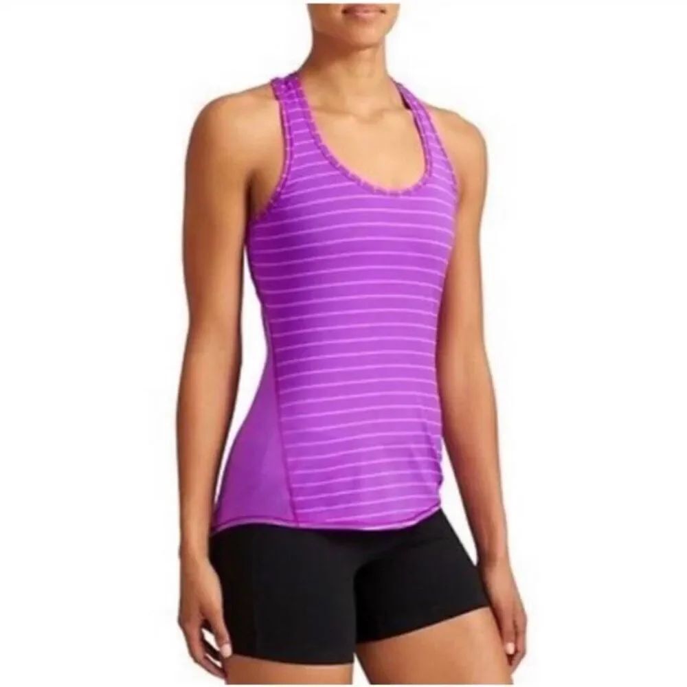 Athleta Purple Stripe Racerback Chi Tank